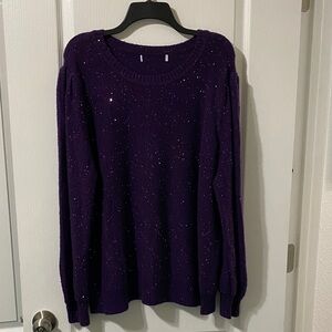 Liz Claiborne Sparkling Purple Crew Neck Sweater